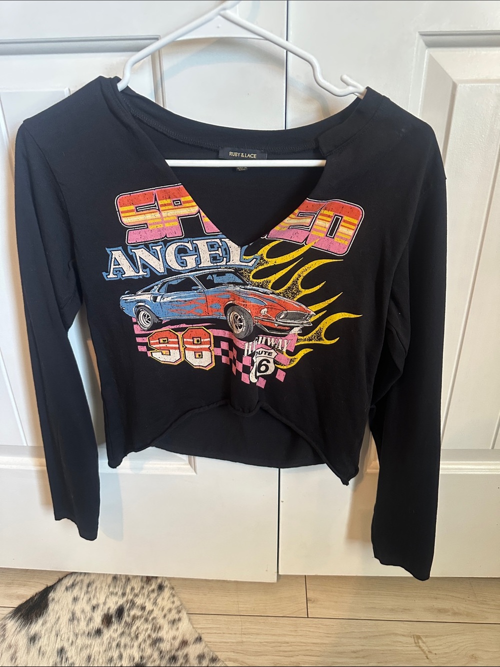 Ruby & Lace Black 'Speed Angel' Graphic Crop Top